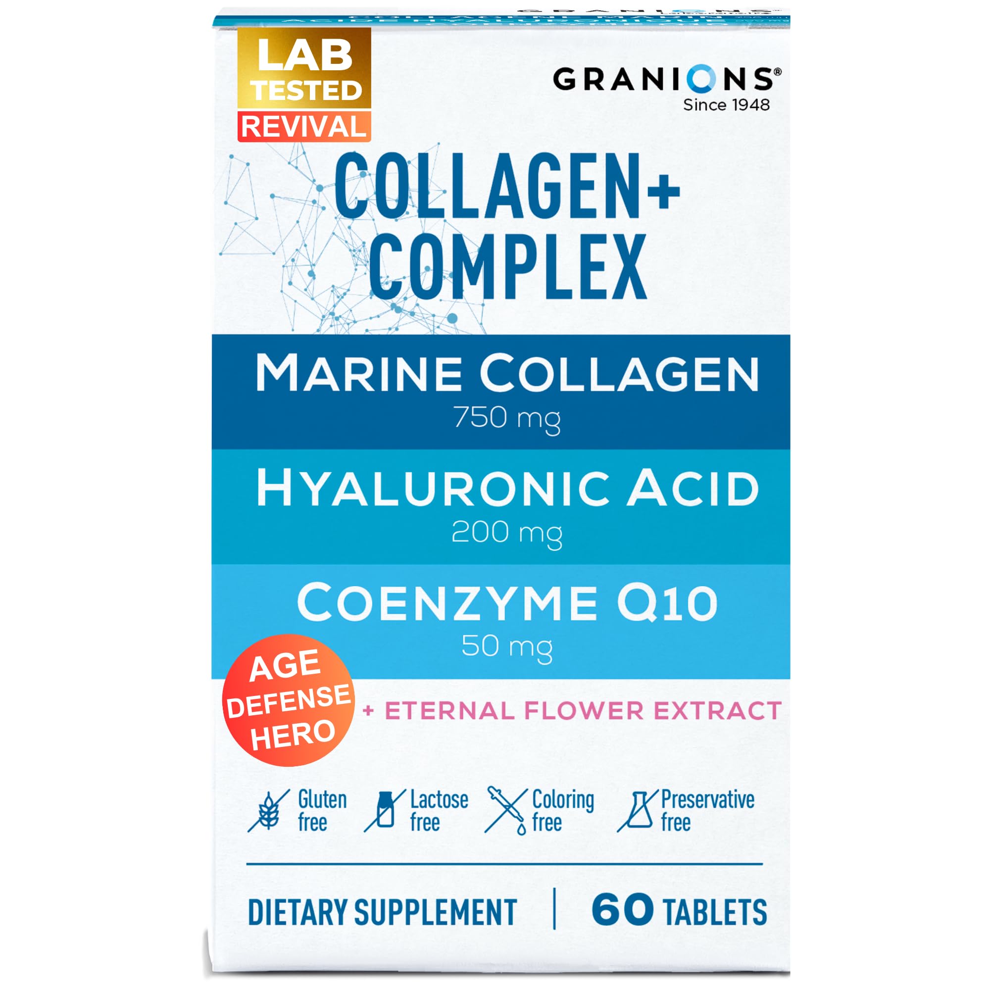 Granions Hyaluronic Acid Collagen Tablets 750mg front view