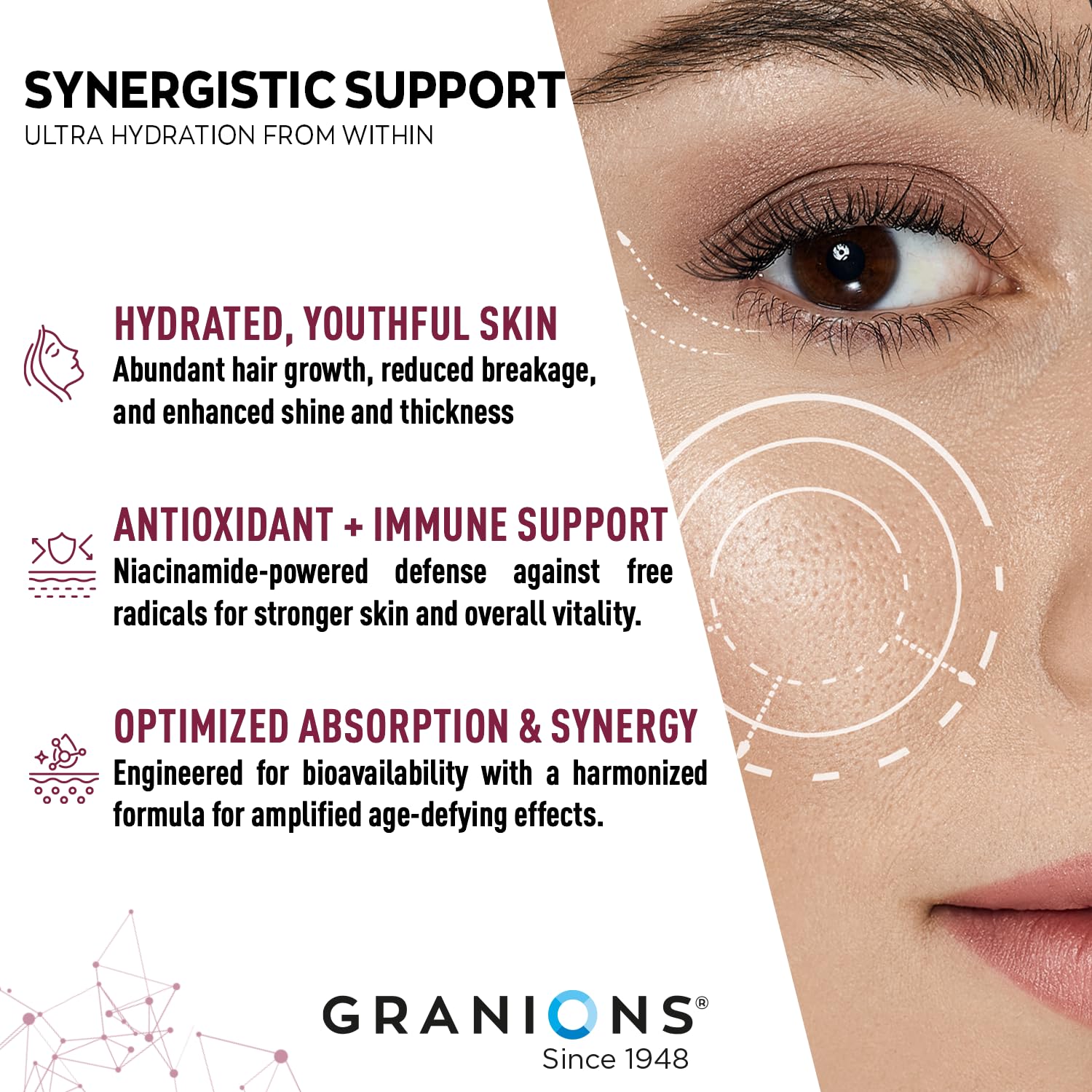 Granions Hyaluronic Acid Supplement 200mg tablets close-up