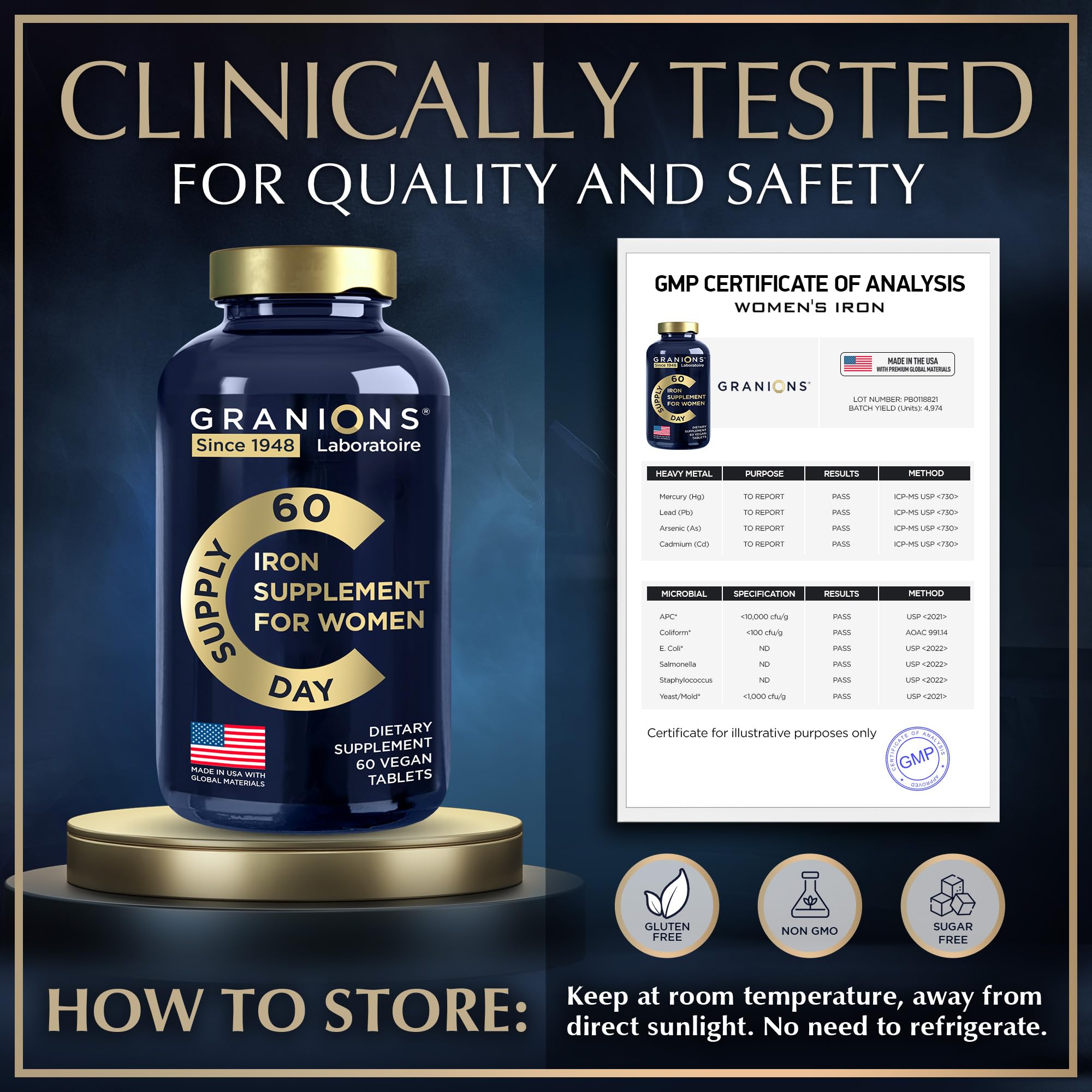 Granions Iron Supplement for Women packaging details