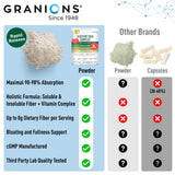 Granions Psyllium Husk Superfood Drink Powder with fresh fruits