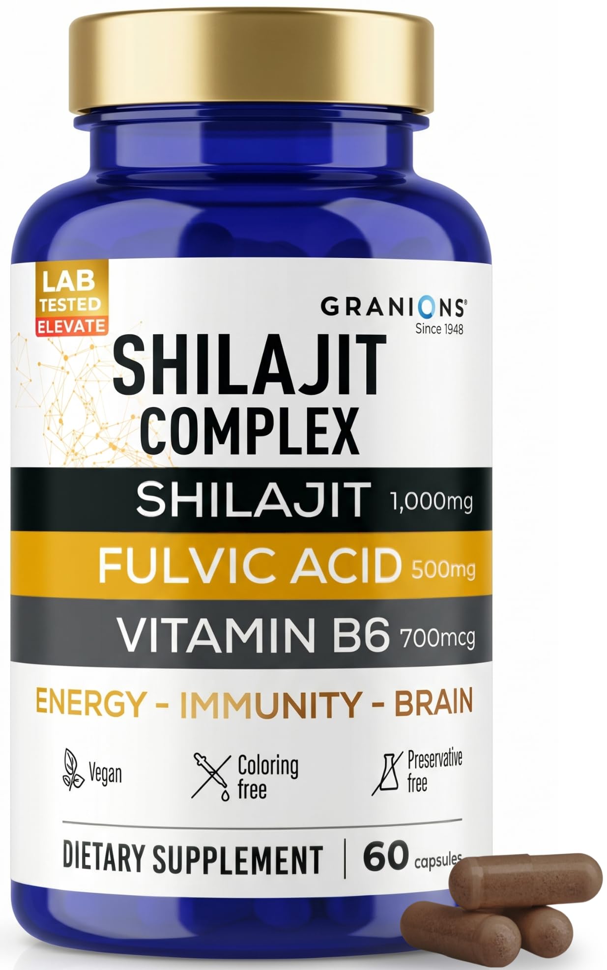 Granions Shilajit Complex Capsules 1000mg front view