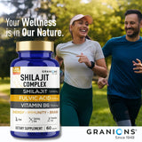 Granions Shilajit Complex Capsules 1000mg with a measuring spoon