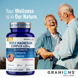 Granions Triple Magnesium Complex 420mg with a glass of water