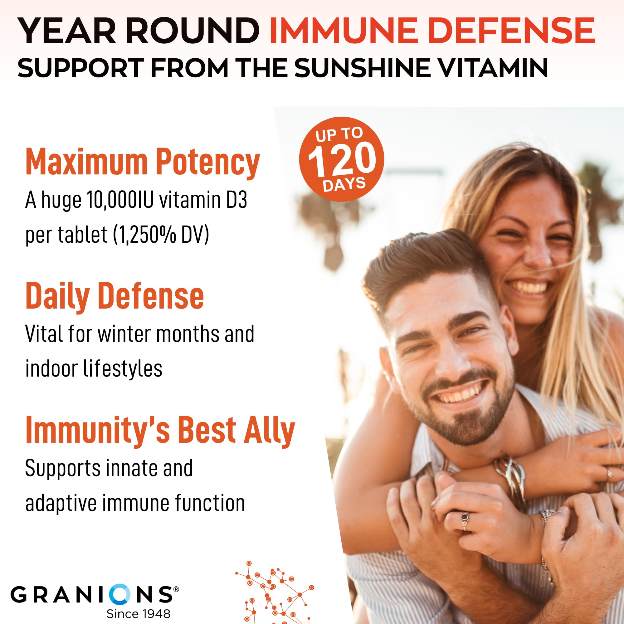 Granions Vitamin D3 & K2 capsules on a wooden table