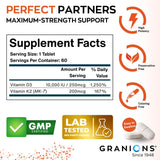 Granions Vitamin D3 & K2 supplement bottle with measuring spoon