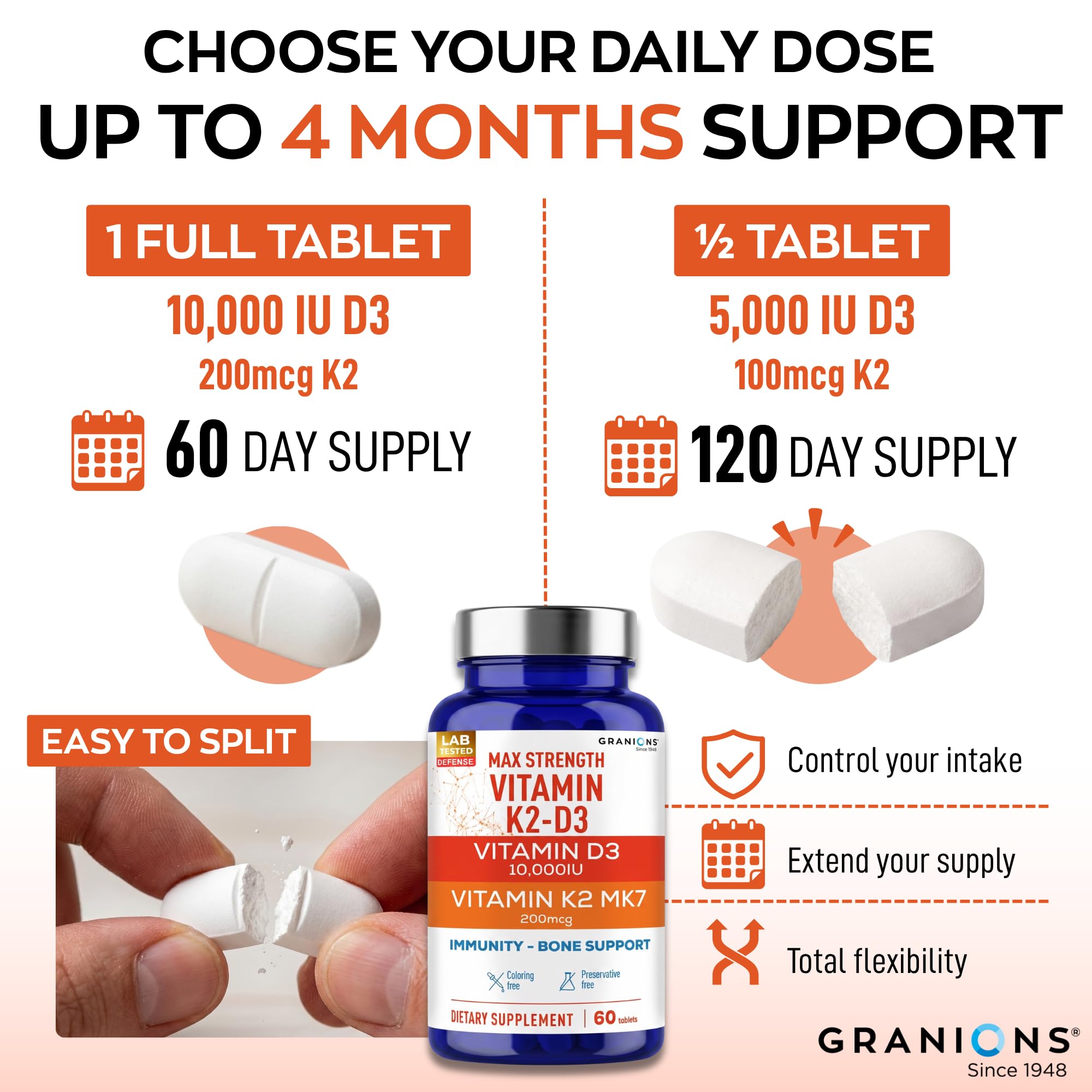 Granions Vitamin D3 & K2 supplement ingredients list
