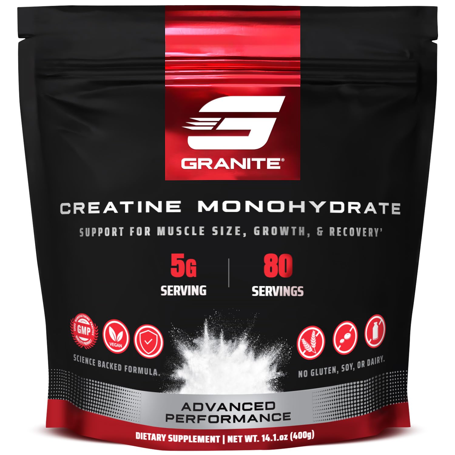 Granite Supplements Creatine Monohydrate 454g front view