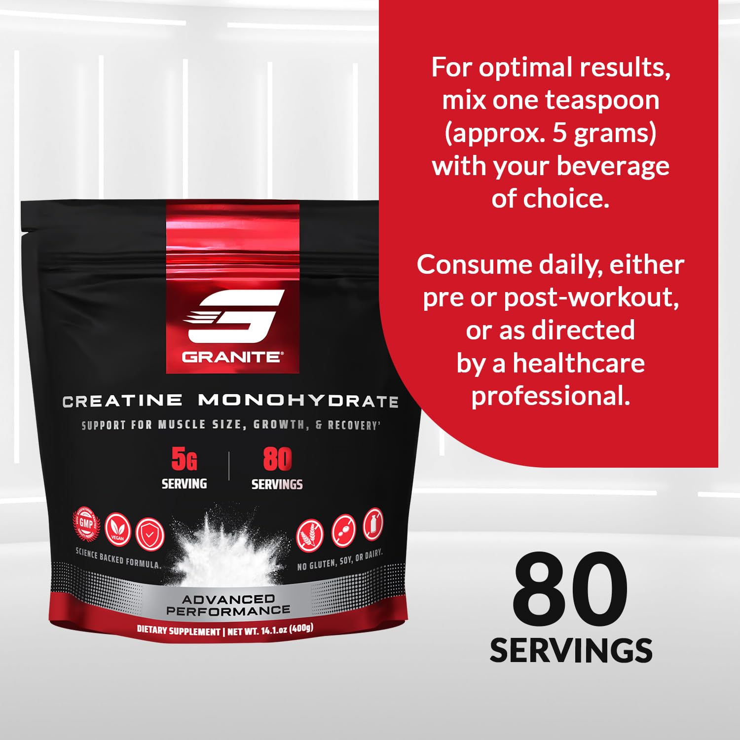 Granite Supplements Creatine Monohydrate 454g nutritional information