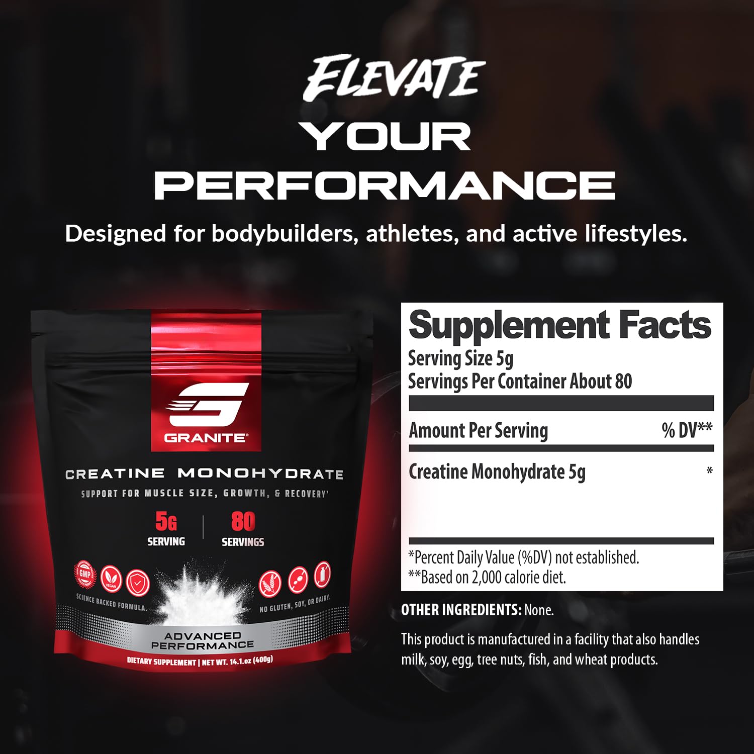 Granite Supplements Creatine Monohydrate 454g packaging