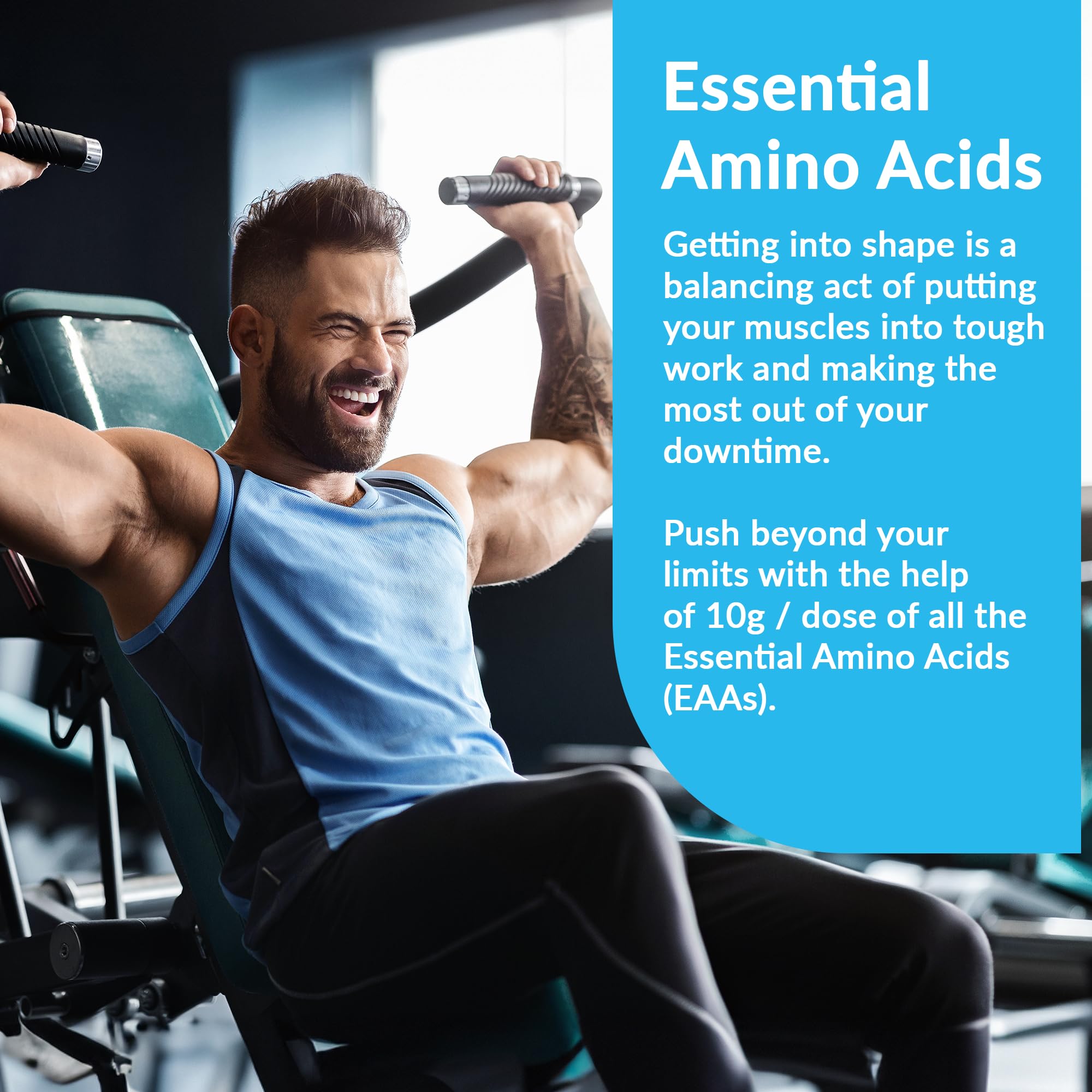 Granite Supplements Essential Amino Acids 390g with gym equipment