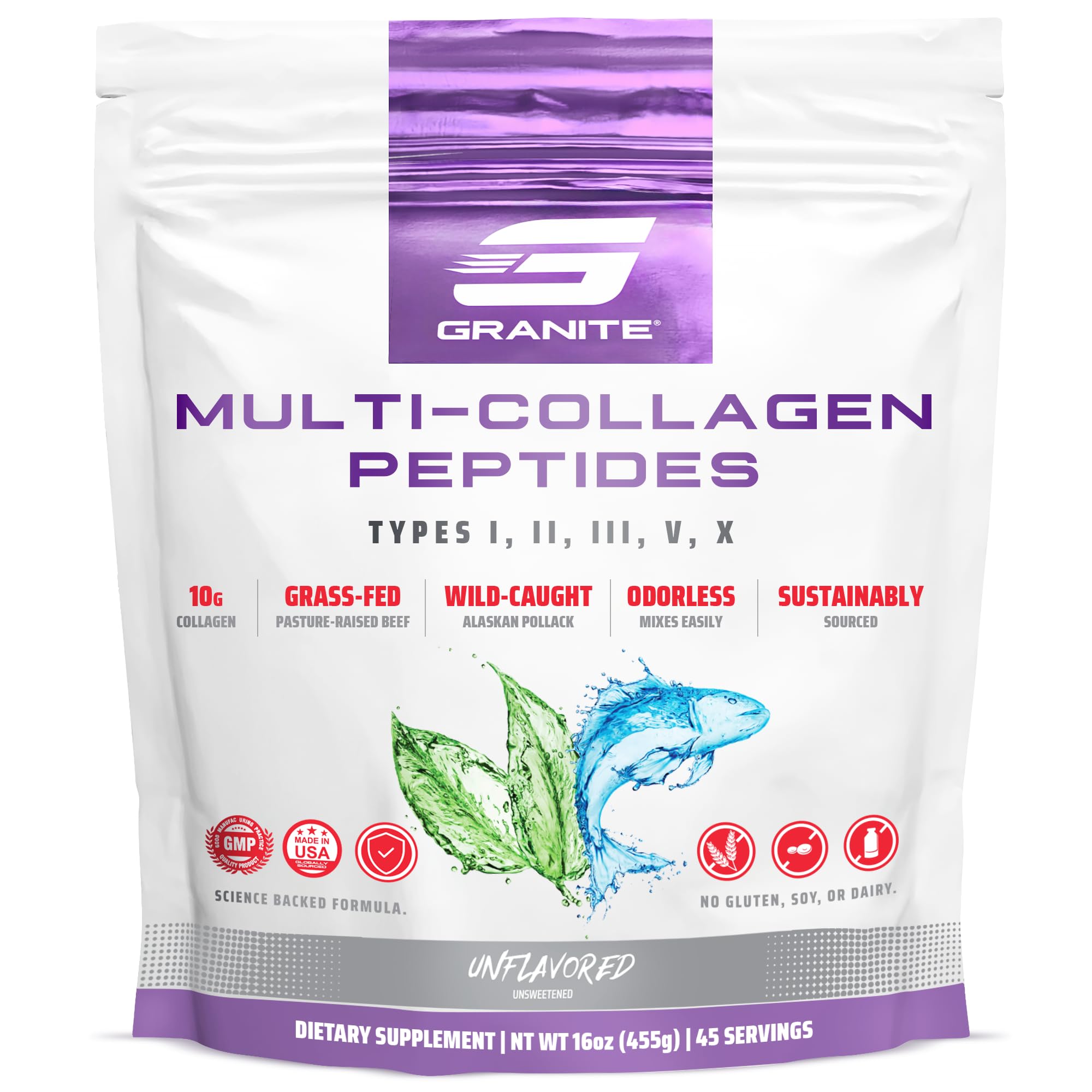 Granite Supplements Multi-Collagen Powder 490g front view