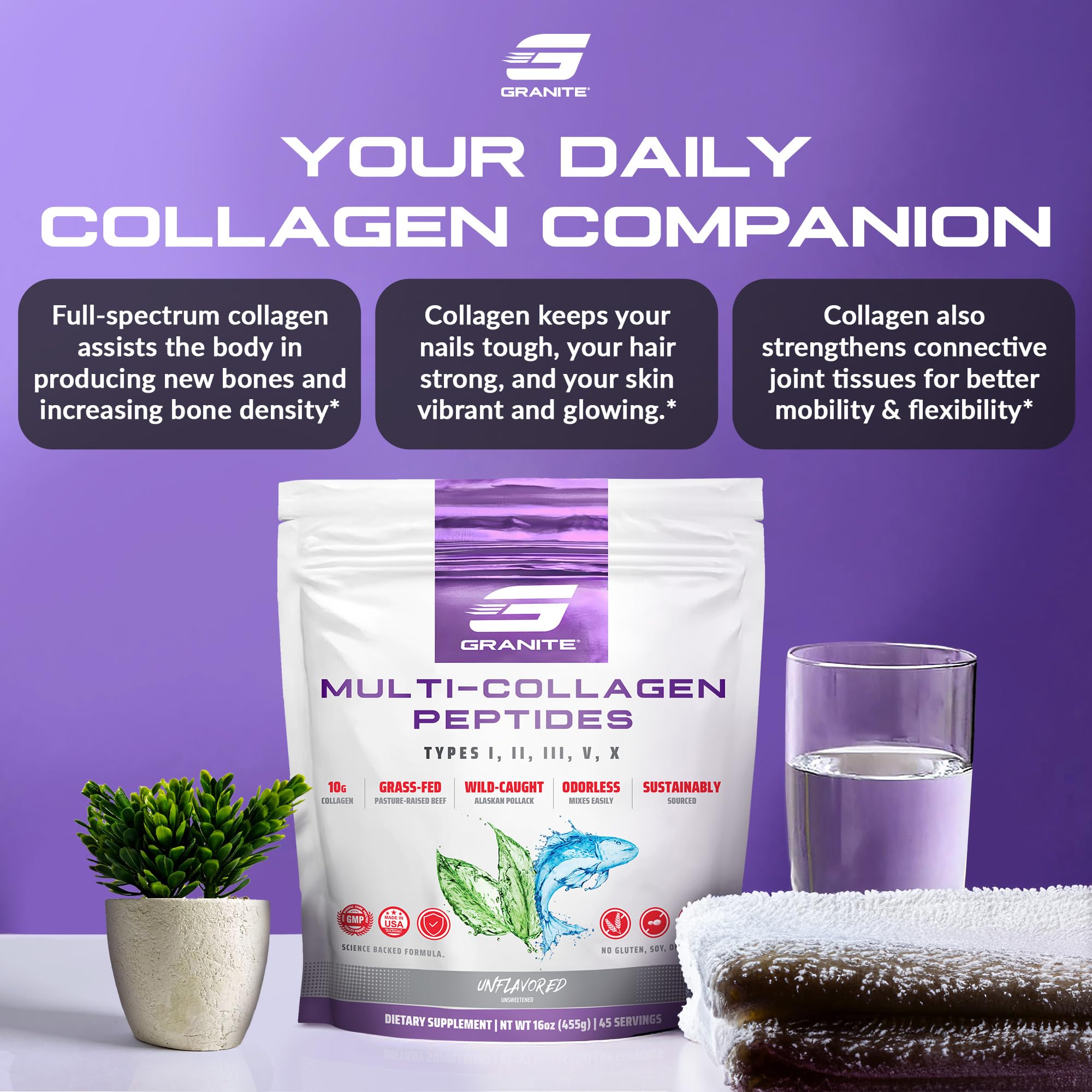 Granite Supplements Multi-Collagen Powder packaging details