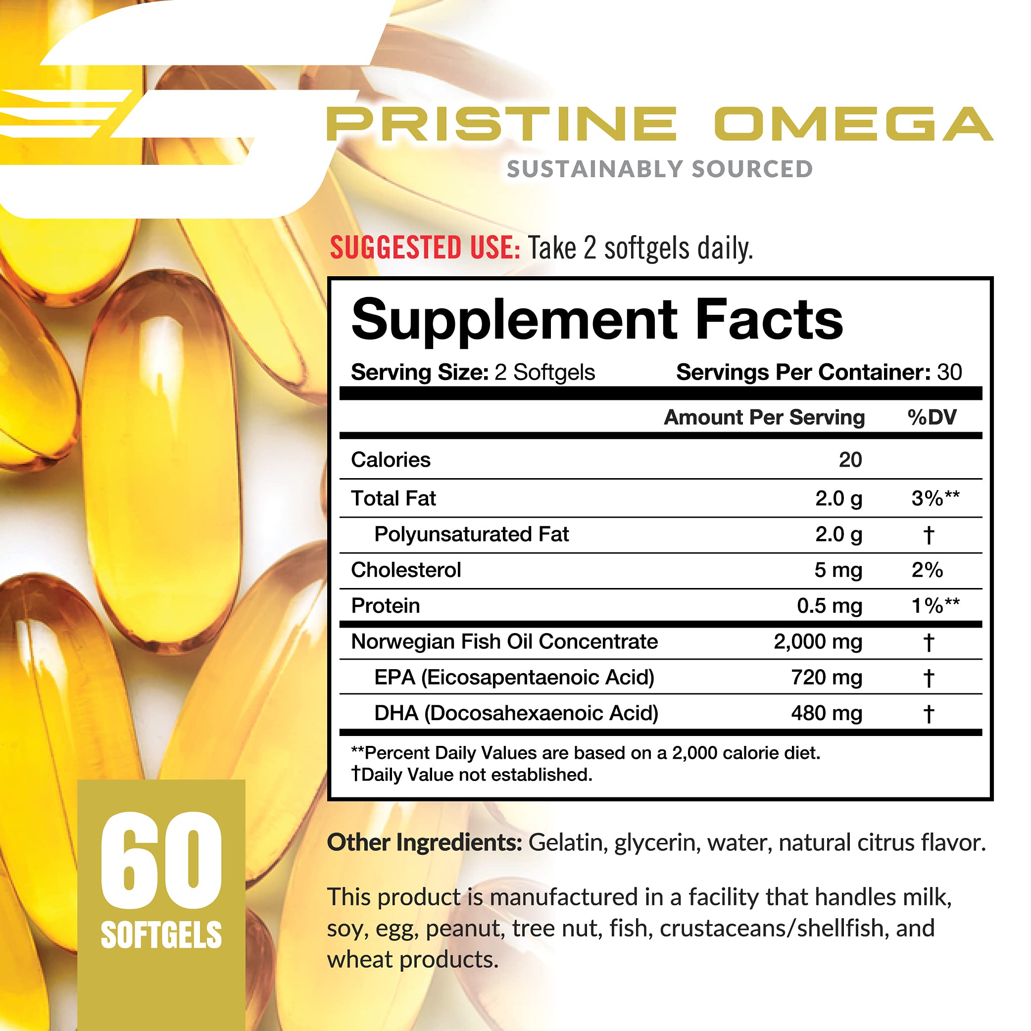 Granite Supplements Omega-3 Fish Oil 60 soft-gels in a bottle