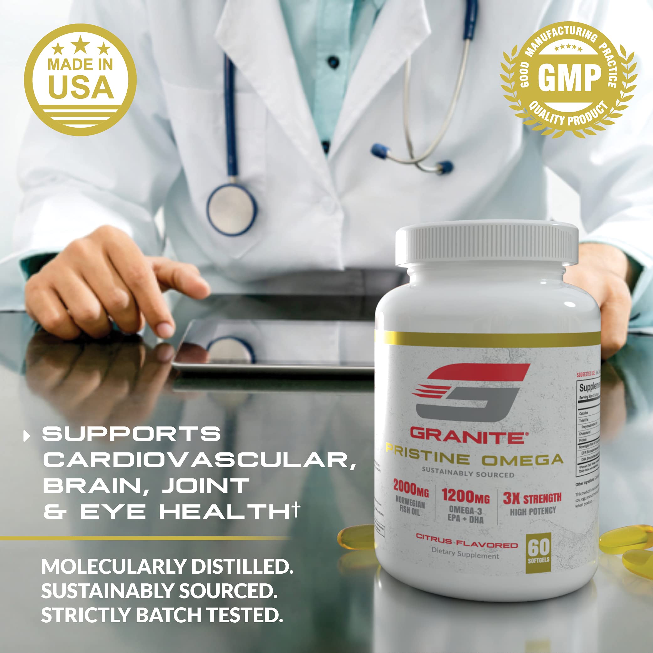 Granite Supplements Omega-3 Fish Oil packaging back view