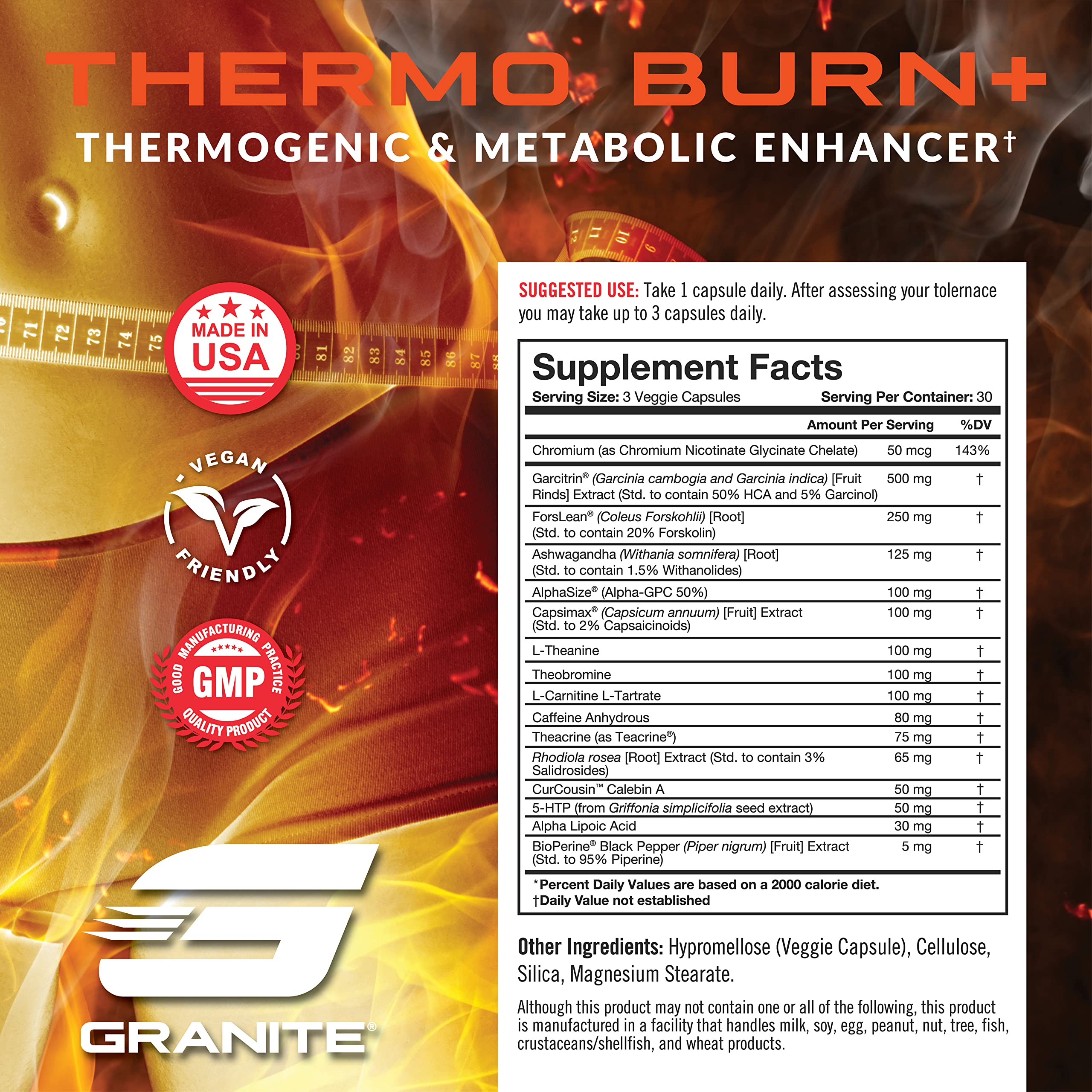 Granite Supplements Thermo Burn+ ingredients list