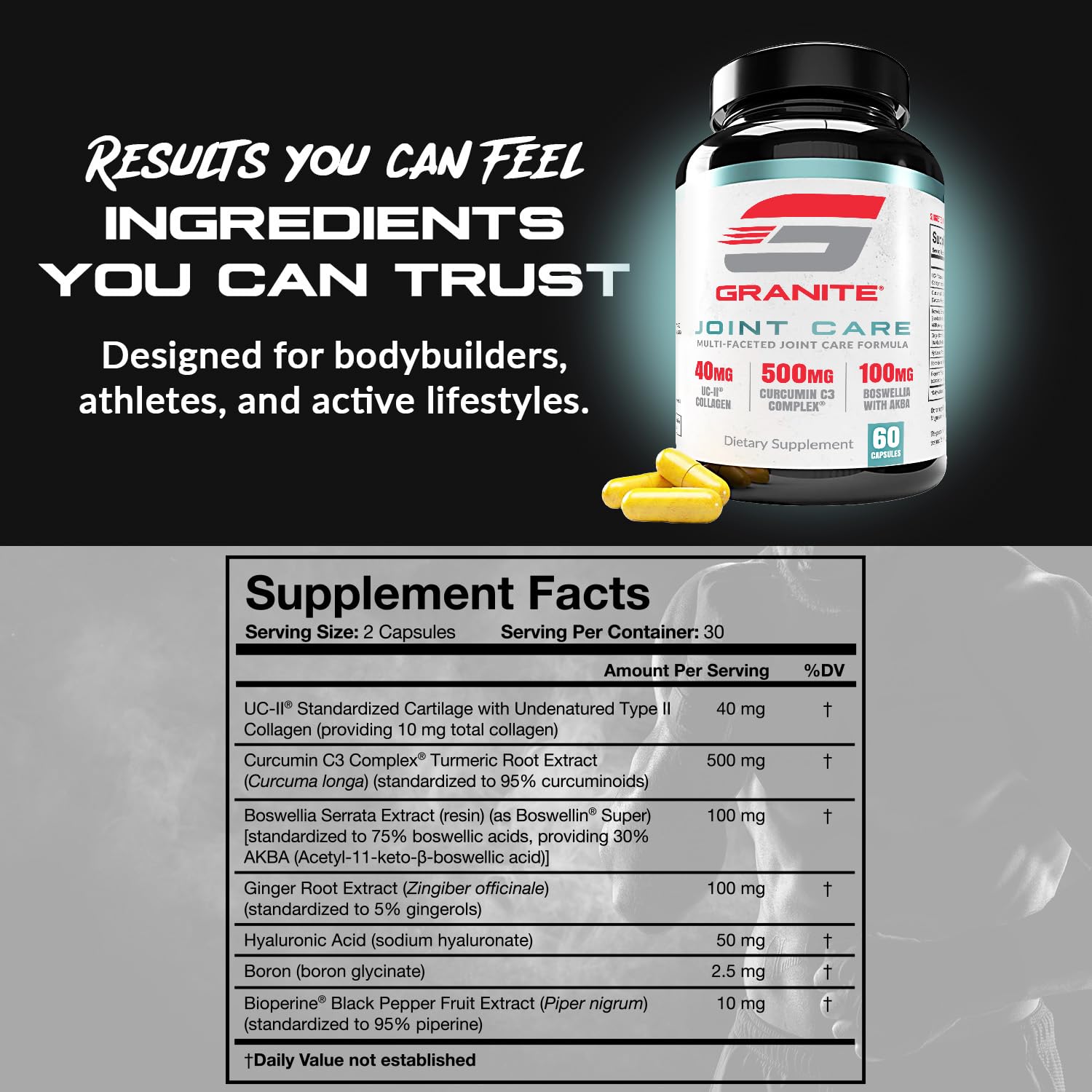 Granite Supplements Turmeric and Ginger Joint Support bottle with label