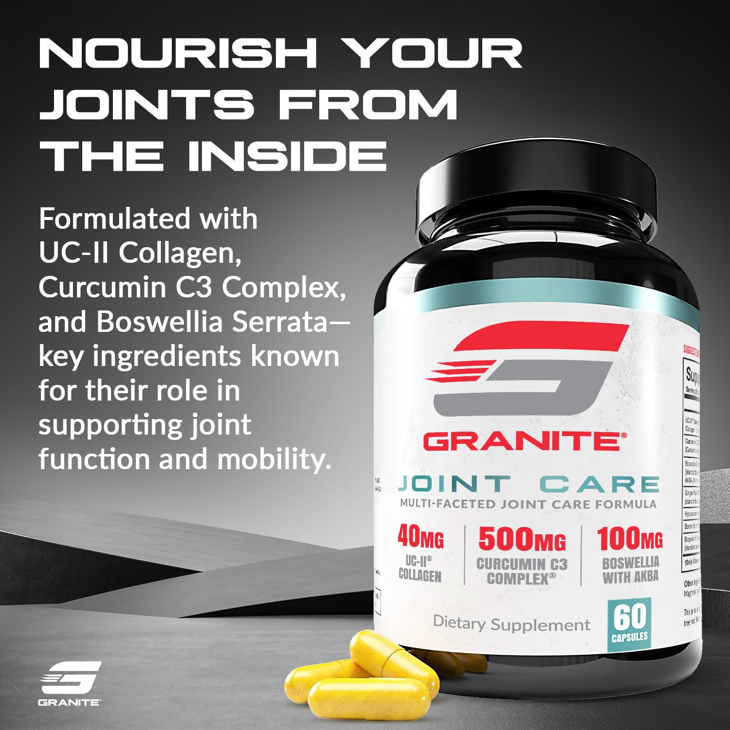 Granite Supplements Turmeric and Ginger Joint Support side view