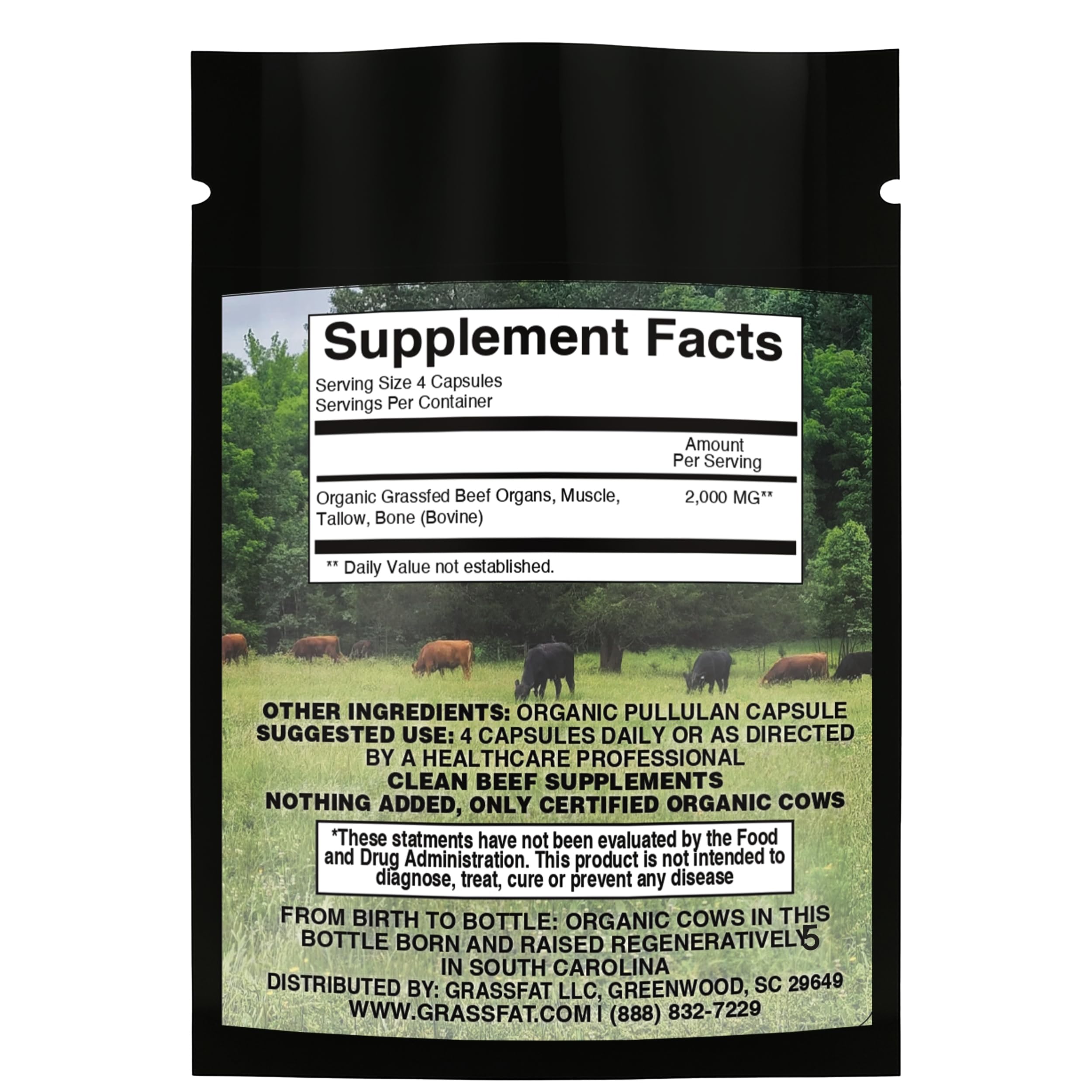 Grassfat Beef Liver Capsules with a measuring spoon