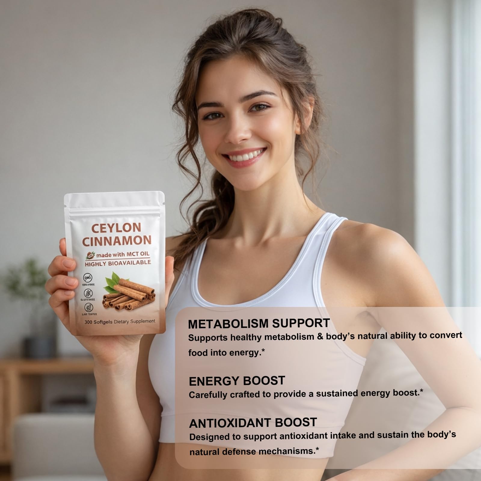 GraviGlow Ceylon Cinnamon Softgels ingredients list on packaging