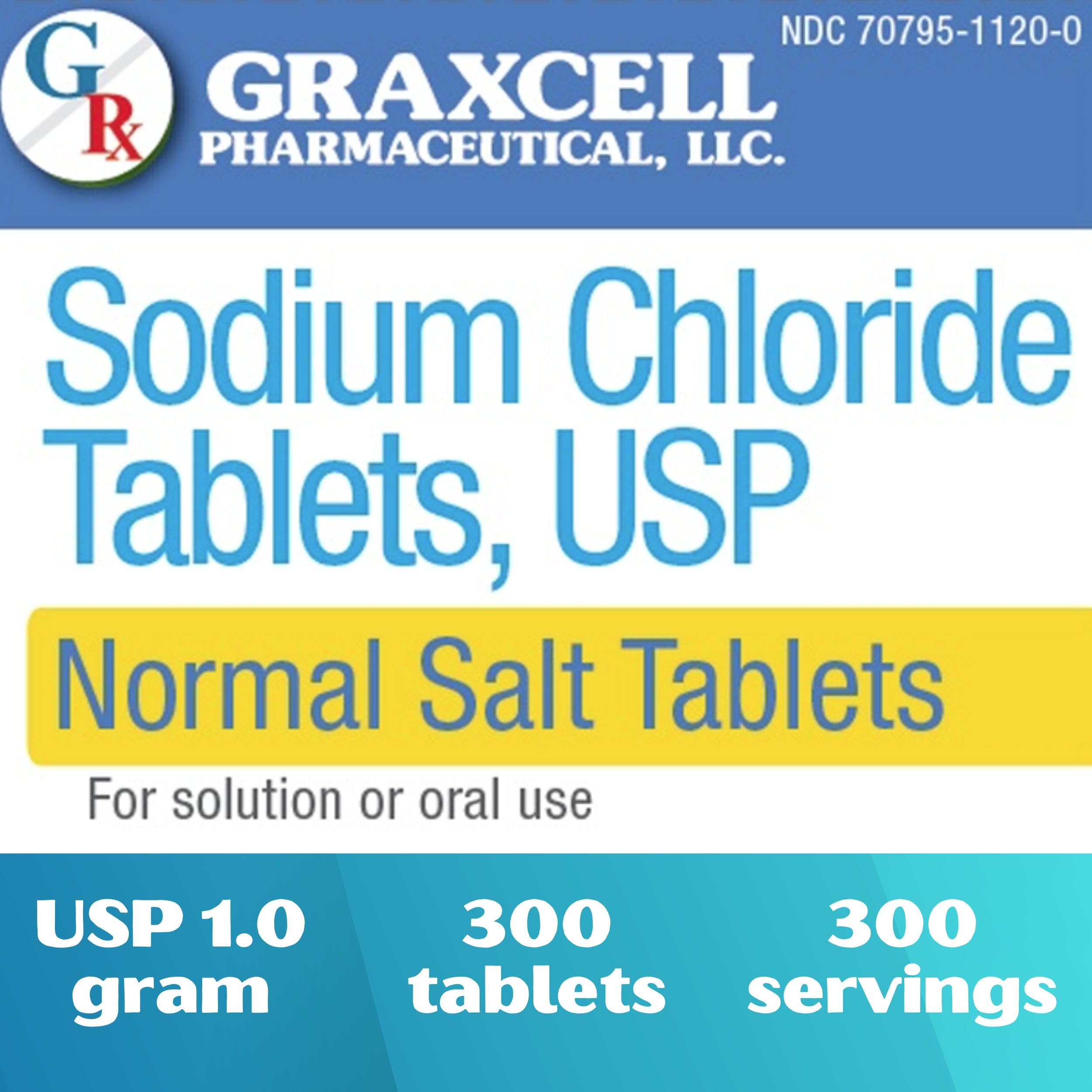 Graxcell Sodium Chloride Salt Pills side view showing tablet size