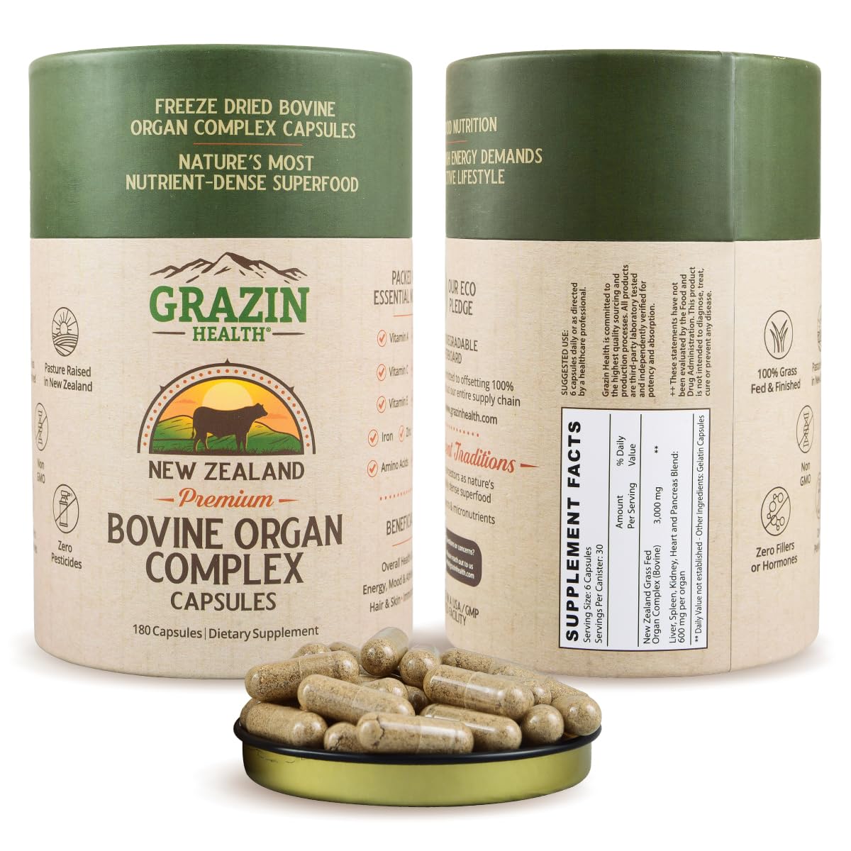 GRAZIN HEALTH Blended Vitamin & Mineral Supplement 60 capsules front view