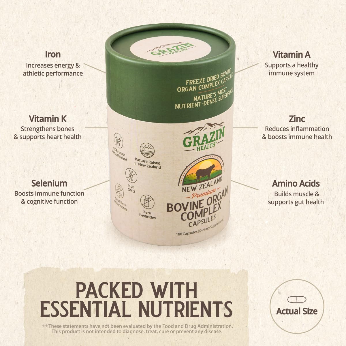 GRAZIN HEALTH Blended Vitamin & Mineral Supplement ingredients list