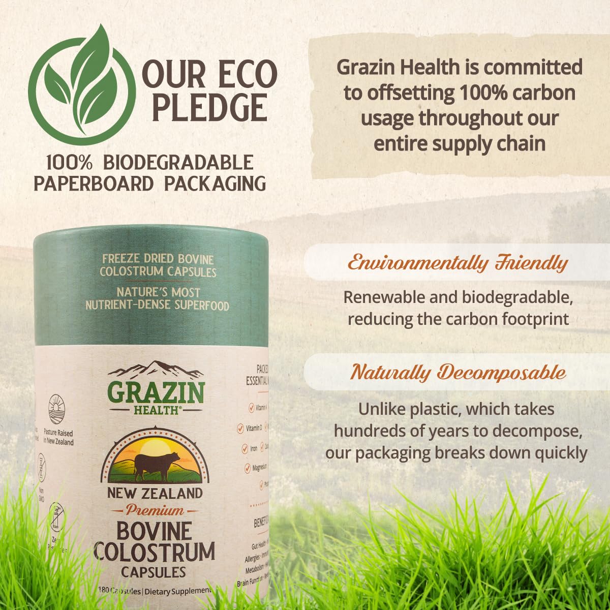GRAZIN HEALTH Bovine Colostrum Capsules capsules close-up