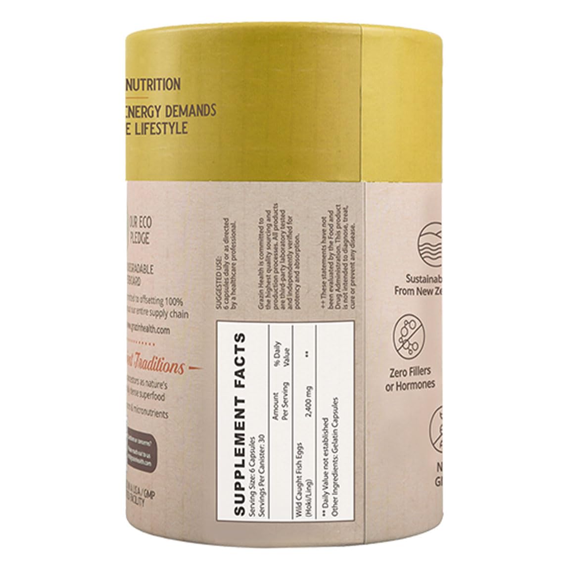 GRAZIN HEALTH Fish Eggs Capsules close-up of capsules