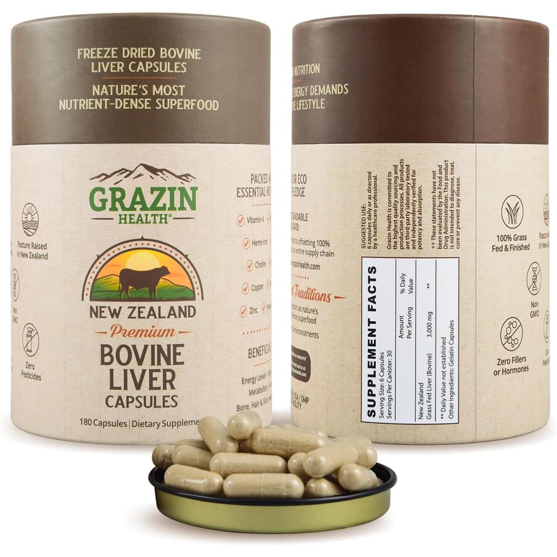 GRAZIN HEALTH Liver Extract Capsules front view packaging