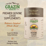 GRAZIN HEALTH Liver Extract Capsules open bottle with capsules