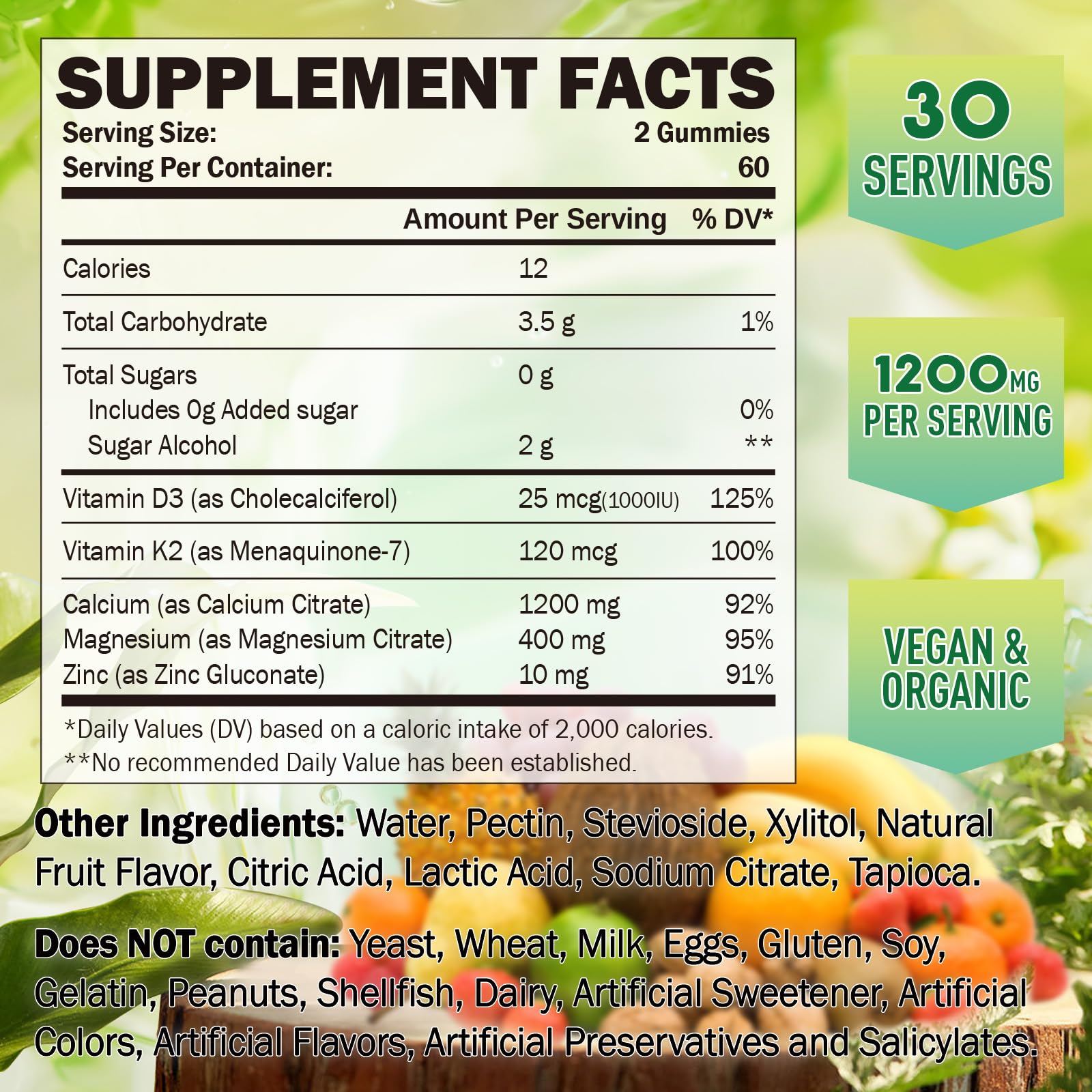 GREABBY Calcium Citrate Gummies bottle with 60 count