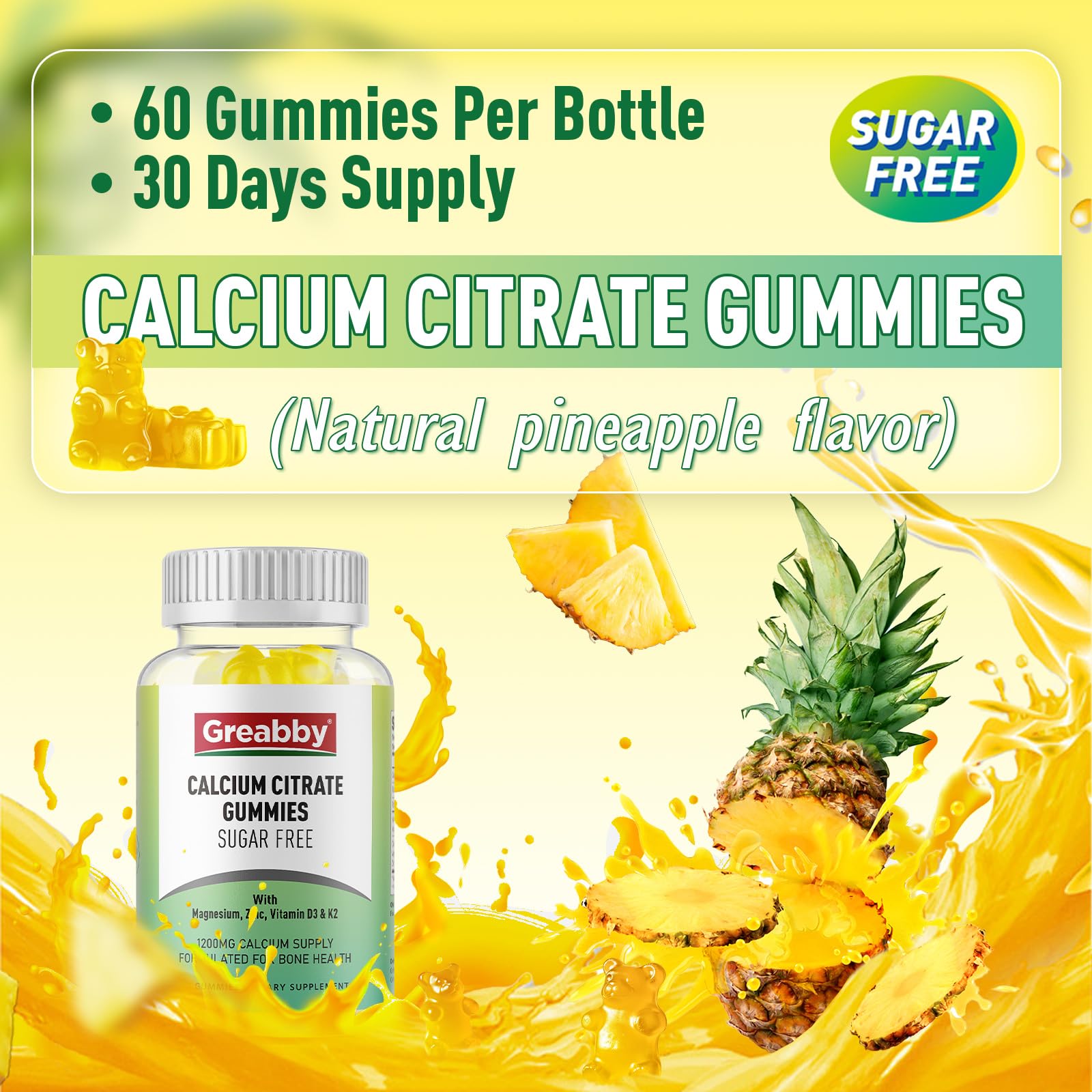 GREABBY Calcium Citrate Gummies close-up of gummies