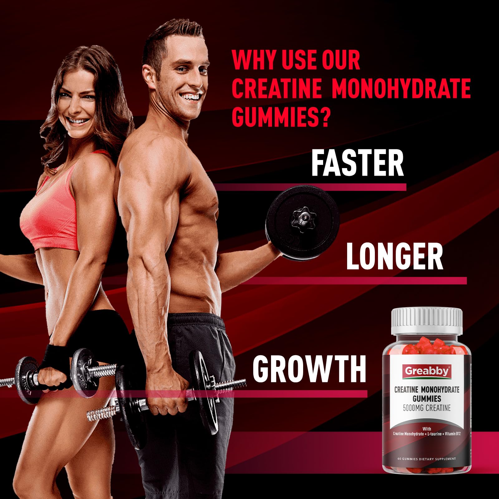 GREABBY Creatine Monohydrate Gummies 5000mg side view