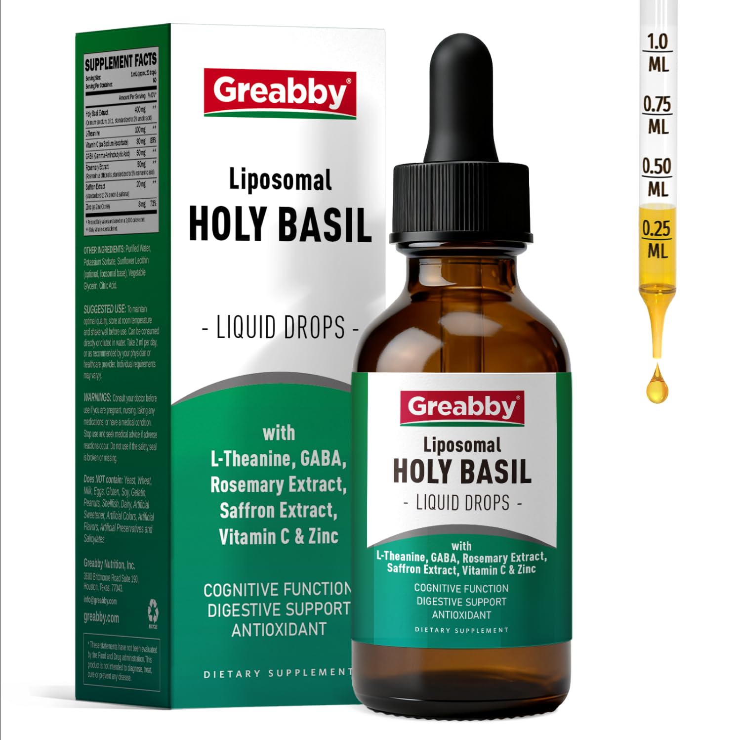 GREABBY Holy Basil Drops 150g front view