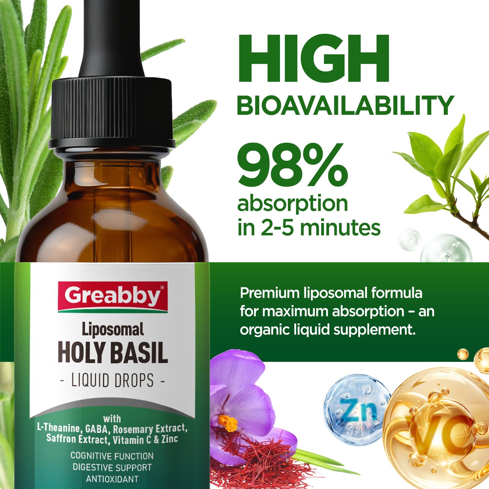 GREABBY Holy Basil Drops 150g packaging details