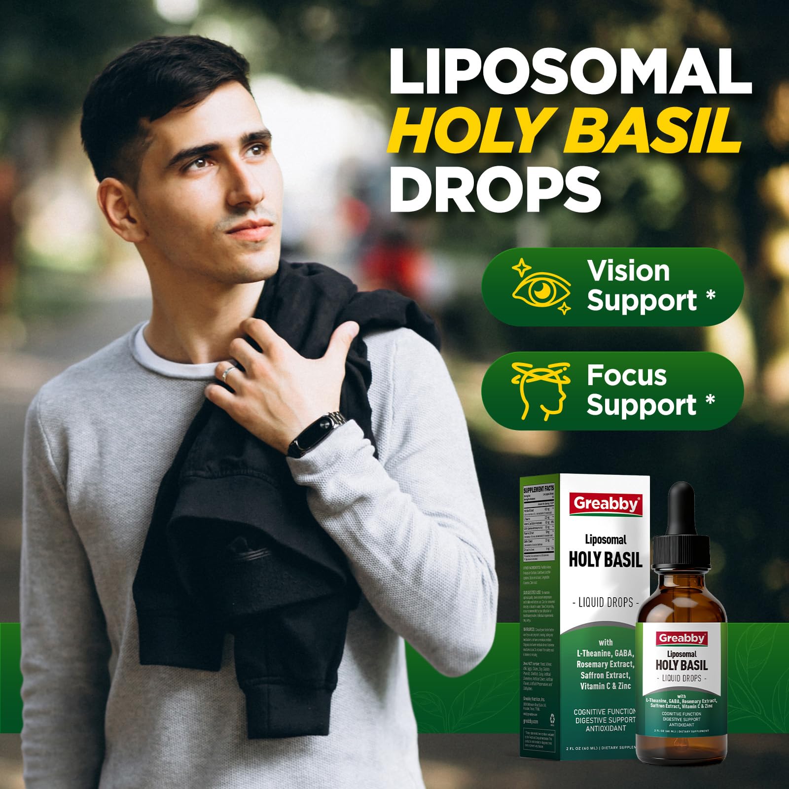 GREABBY Holy Basil Drops 150g with measuring dropper