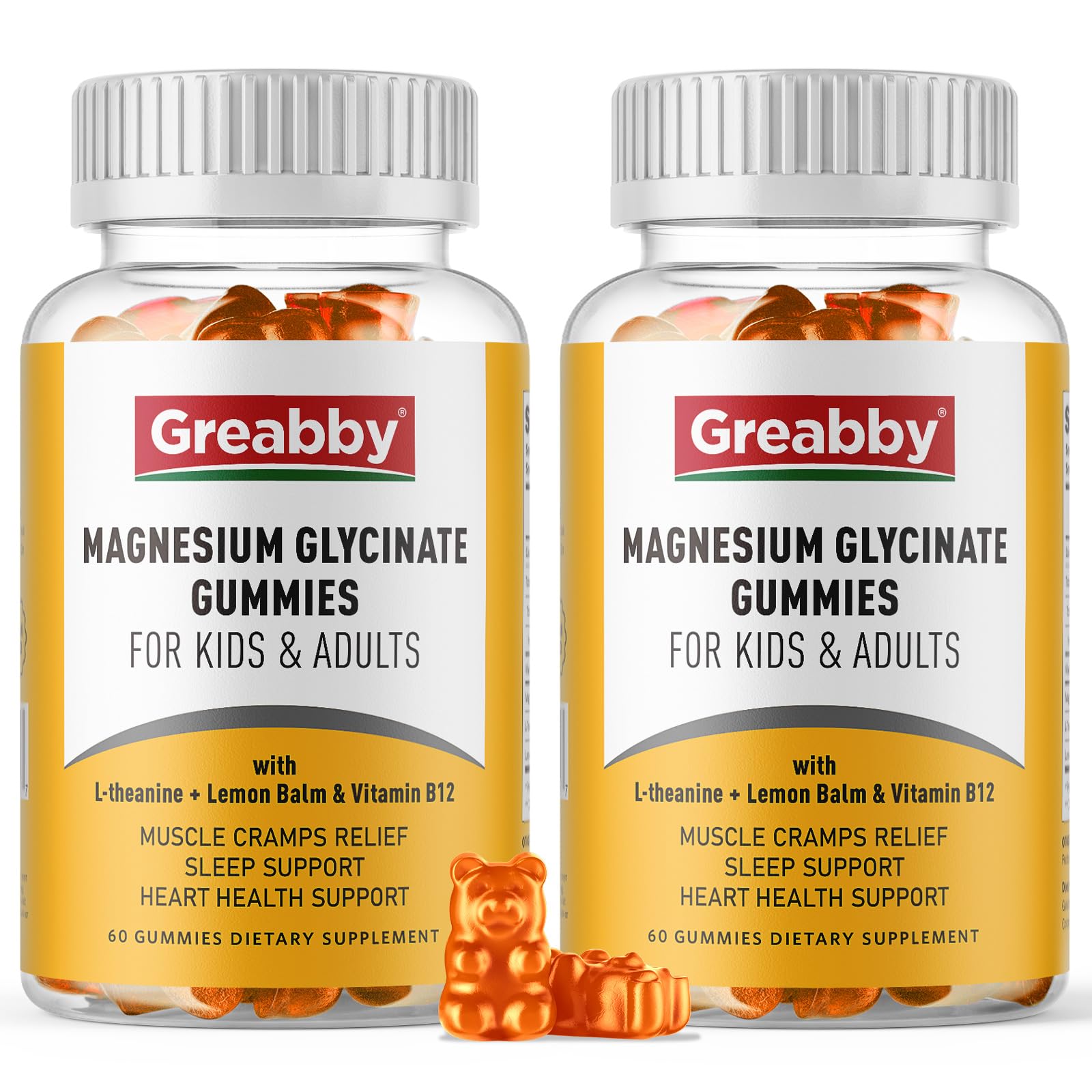 GREABBY Magnesium Glycinate Gummies front view with packaging