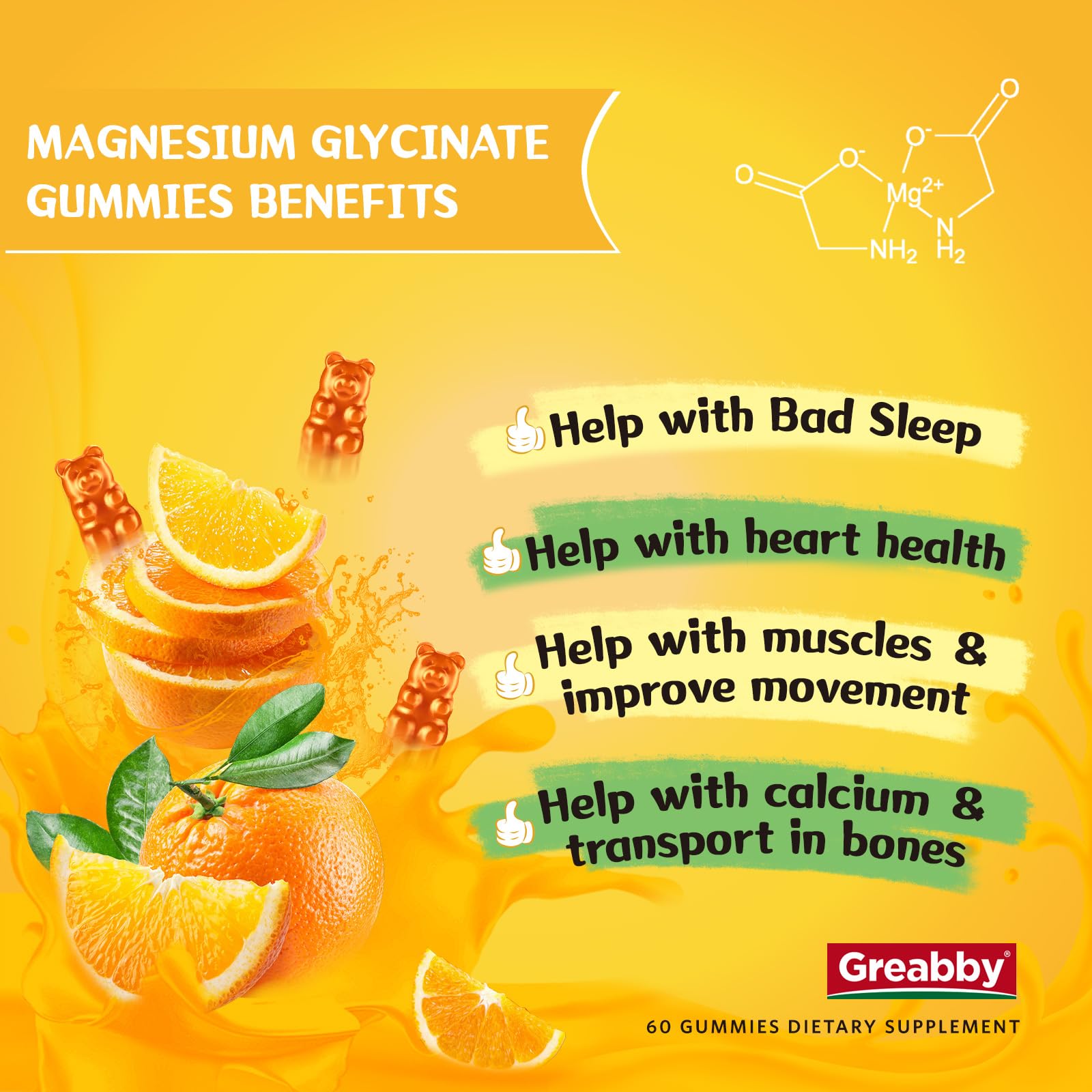 GREABBY Magnesium Glycinate Gummies showing gummy texture
