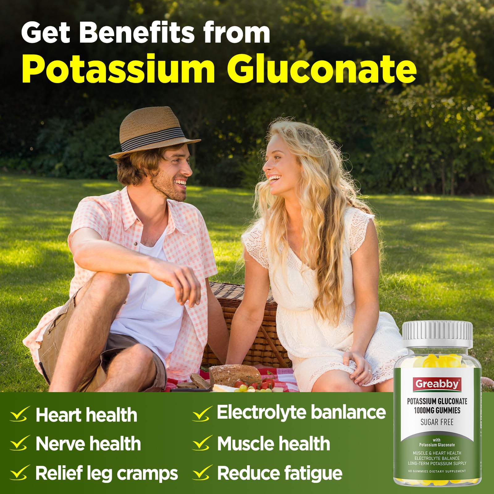 GREABBY Potassium Gluconate Gummies in a bowl