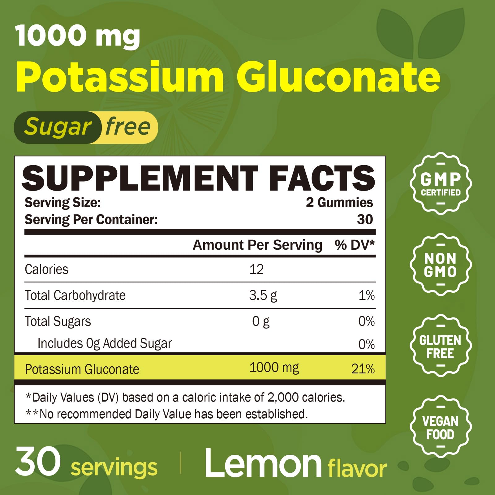 GREABBY Potassium Gluconate Gummies on a wooden table