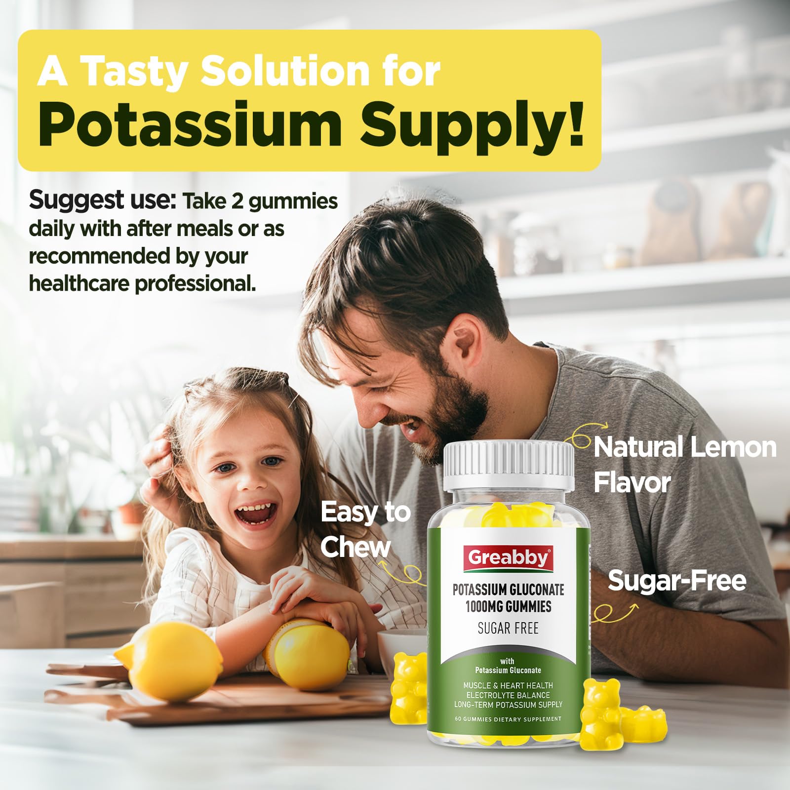 GREABBY Potassium Gluconate Gummies packaging side view