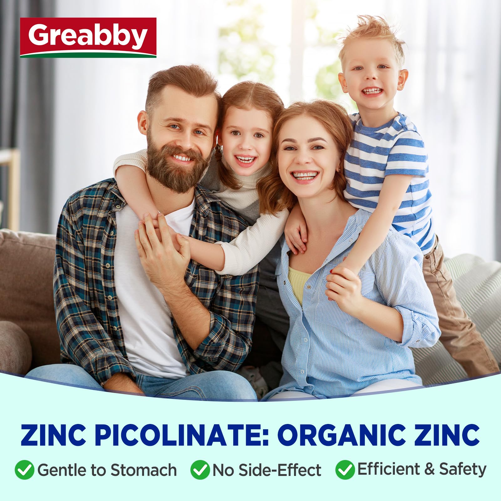 GREABBY Zinc Gummies 50mg Picolinate on a kitchen counter
