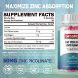GREABBY Zinc Gummies 50mg Picolinate packaging detail