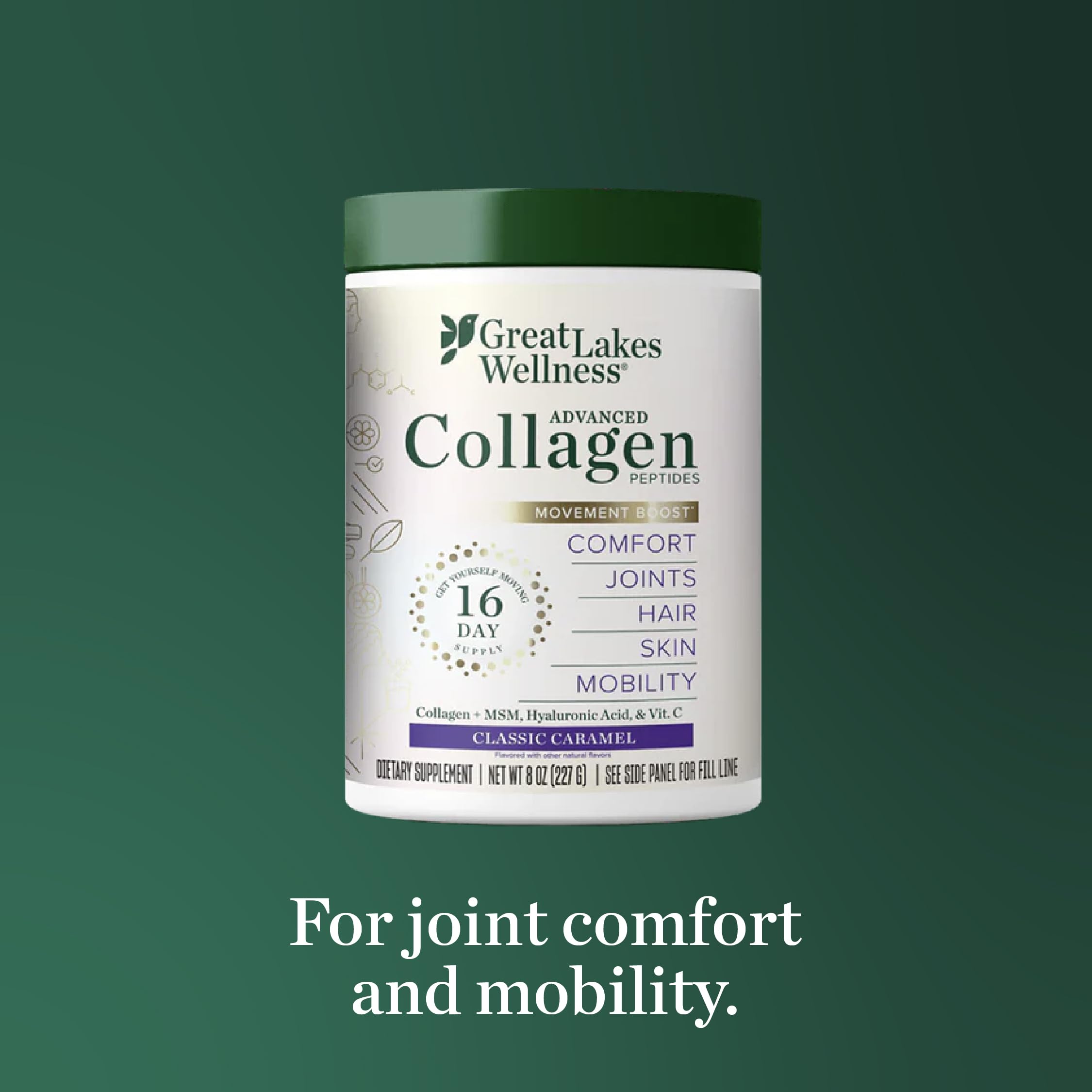 Great Lakes Wellness Advanced Collagen Peptides in a cup of coffee