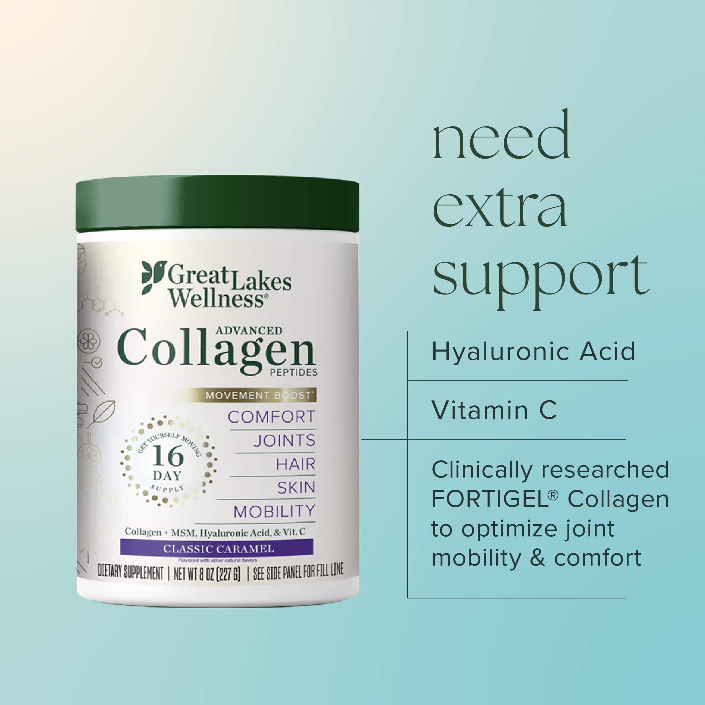 Great Lakes Wellness Advanced Collagen Peptides mixed in a smoothie