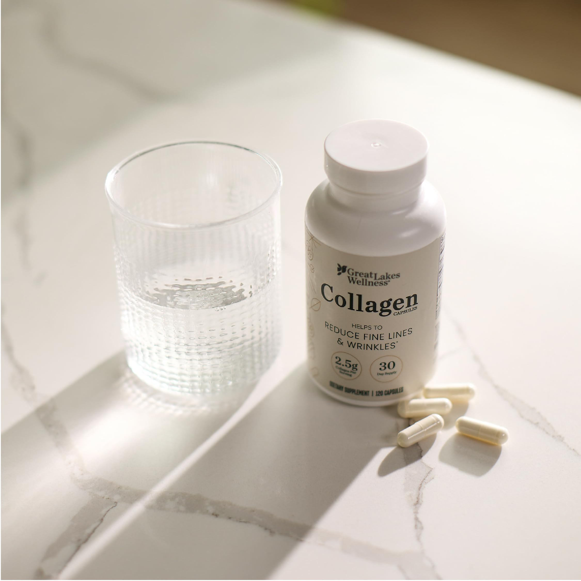 Great Lakes Wellness Collagen Peptides Capsules opened bottle