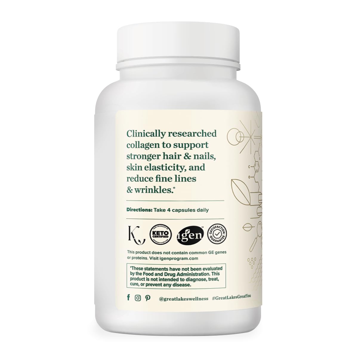 Great Lakes Wellness Collagen Peptides Capsules side view