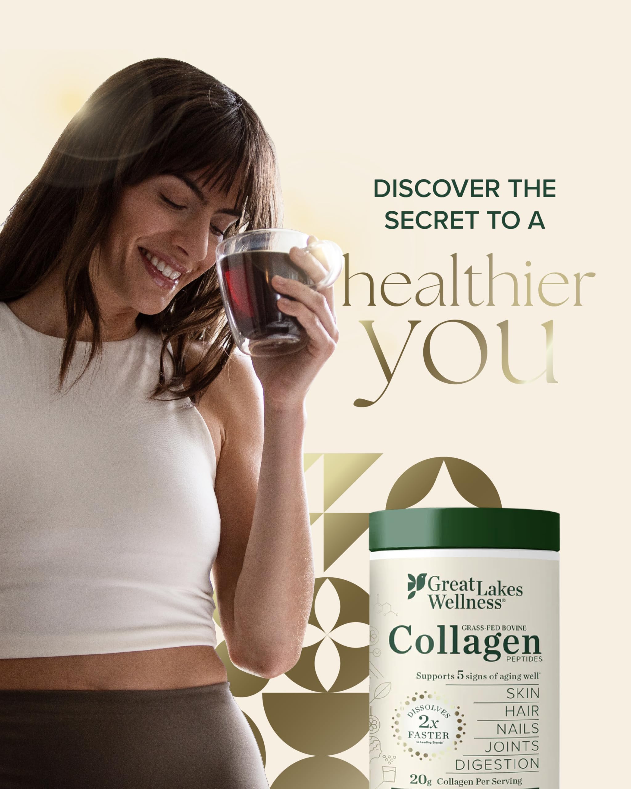 Great Lakes Wellness Collagen Peptides Powder 907g side view