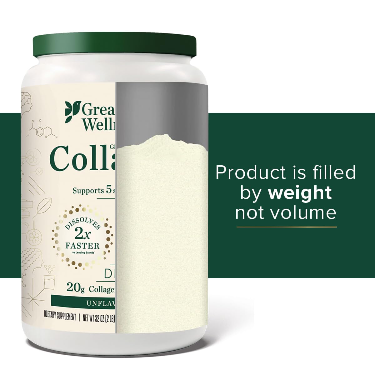 Great Lakes Wellness Collagen Peptides Powder mixed in a smoothie