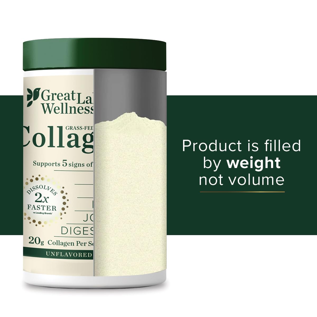 Great Lakes Wellness Collagen Powder 20oz back view